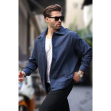 Lacivert Desenli Cepli Erkek Ceket Gömlek 6756