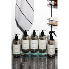 Homence Banyo Seti Plastik Şişe Sabunluk Seti 5'li Füme 500 ml