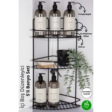 Homence Banyo Seti Plastik Şişe Sabunluk Seti 5'li Füme 500 ml