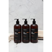Homence Sıvı Sabun Etiketli Plastik Şişe Seti 3'lü Amber 500 ml
