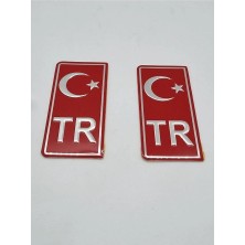 Cabbaroğlu Ticaret Türkiye Tr Plaka Krom Sticker 2'li - Türkiye Plaka Krom Stıcker - Türkiye Plakalık Krom Tr