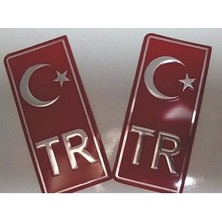 Cabbaroğlu Ticaret Türkiye Tr Plaka Krom Sticker 2'li - Türkiye Plaka Krom Stıcker - Türkiye Plakalık Krom Tr