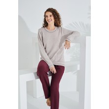 Etoile Pamuk Deve Tüyü Kumaş Uzun Kol Kadın Pijama Takımı 98407