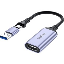 Veggieg 1080P 60Hz HDMI Video Capture Card USB 3.0 ve Type-C Görüntü Yakalama Kartı