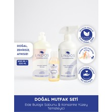 Lindos Doğal Mutfak Seti Elde Bulaşık Deterjanı 600 ml + Konsantre Yüzey Temizleyici 100 ml