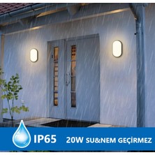 Rultech 1 Adet Su Geçirmez 20w Siyah Kasa Beyaz Işık 6400k Bahçe Teras Banyo Iç Dış Mekan Led Işık 2000lm