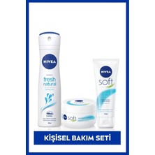 Nivea Kadın Sprey Deodorant Fresh Natural 150ML, Soft Nemlendirici Bakım Kremi 300ML, Soft Krem 75ML