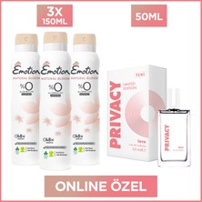 Privacy Love EDT Kadın Parfüm 50 ml + Emotion Natural Bloom Kadın Deodorant 3 x 150 ml