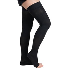 Medikaltec  Unisex Siyah Diz Üstü Burnu Açık Çorap Ccl2