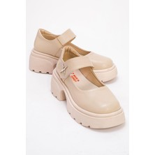 Ccway Kadın Cırtlı Günlük Ayakkabı Bej Rugan