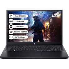 Acer Nitro V15 ANV15 Amd R5 7535HS 32GB 512GB SSD RTX4060-8GB Dos 15.6 Fhd 144Hz Taşınabilir Bilgisayar NH.QSFEY.004-32