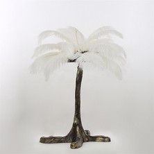 Avize Çarşısı Beyaz Tüylü Eskitme Ayaklı Masa Lambası BS.7448-52-17W