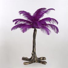 Avize Çarşısı Cilium Mor Tüylü Eskitme Ayaklı Masa Lambası BS.7448-52-17M