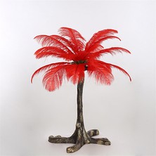 Avize Çarşısı Kırmızı Tüylü Eskitme Ayaklı Masa Lambası BS.7448-52-17R