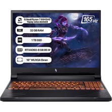 Acer Nitro V16 ANV16-41 Amd R7 8845HS 32GB 1tb SSD RTX4060-8GB Dos 16" Wuxga 165Hz Taşınabilir Bilgisayar NH.QRUEY.003