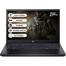 Acer Nitro V15 ANV15-41 Amd R5 7535HS 16GB 512GB SSD RTX4060-8GB Dos 15.6 Fhd 144Hz Taşınabilir Bilgisayar NH.QSFEY.004