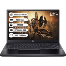 Acer Nitro V 15 ANV15 Intel I7 13620H 16GB 1tb SSD RTX4050-6GB Dos 15,6" Fhd 144Hz Taşınabilir Bilgisayar NH.QNBEY.008