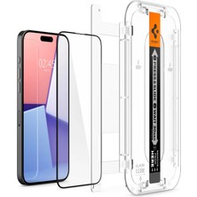 Spigen iPhone 15 Pro Cam Ekran Koruyucu Kolay Kurulum GLAS.tR EZ Fit Full Cover HD Black (2 Adet) - AGL06893