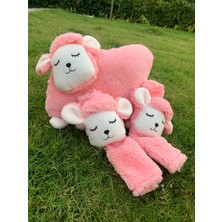 Aya Toys Sevimli Pembe Renkli Kuzu Araba Boyun Yastığı ve Emniyet Kemeri Aksessuarı Peluş Kılıf Seti