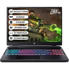 Acer Predator Helios Neo 16 Intel I7 13700HX 32GB 512GB SSD RTX4060-8GB Dos 16" Wqxga 165Hz Taşınabilir Bilgisayar NH.QLUEY.004-32