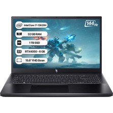 Acer Nitro V15 ANV15 Intel I7 13620H 32GB 1tb SSD RTX4050-6GB Dos 15,6 Fhd 144Hz Taşınabilir Bilgisayar NH.QNBEY.008-32