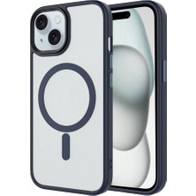 kilifone - Apple iPhone 13 - Kılıf Mat Arka Yüzey Wireless Şarj Özellikli Flet Magsafe Kapak - Lacivert - T26751
