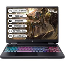 Acer Predator Helios Neo 16 Intel I7 13700HX 16GB 512GB SSD RTX4060-8GB Dos 16" Wqxga 165Hz Taşınabilir Bilgisayar NH.QLUEY.004