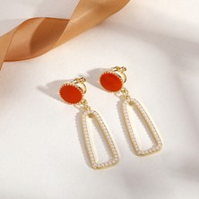 Xiaomei Store Xiaomeidelici Olmadan Üçgen Püskül Kulak Klipsi, Üst Düzey Niş Edebi Retro Bayan Kulak Asılı Hafif Lüks Yüksek Kaliteli Küpeler (Yurt Dışından)