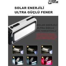 Solar Güneş Enerjili Ultra Şarjlı Güçlü El Feneri Hızlı Dolum Powerbank Özellikli Ortam Aydınlatmalı