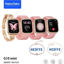 Haino Teko Watch 9 Akıllı Saat 41MM G10 Mini Gold Kadın Akıllı Saat 3 Kordon ve Bileklik Hediyeli