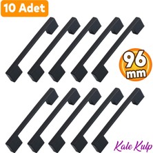Badem10 Kale Kulp 96 mm Siyah Metal Mobilya Mutfak Çekmece Dolap Dolabı Kapak Kulbu Kulpu Kulpları 10 Adet