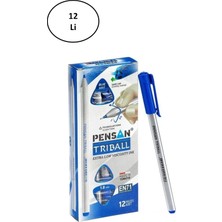 Pensan Triball Mavi Tükenmez Kalem 1 mm 12'li Adet Güvenli Kapaklı Tasarım