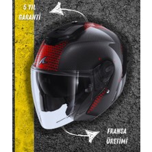 Shark Rs Jet Carbon Ikonik Kırmızı Yarım Kask (Darkalıp)(Ece 22.06)