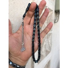 Sultan Telkari Sürmeli  Açık Yeşil Tonda Kesme Toz Kehribar Tesbih