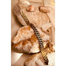 Mooni Accessories Limited Edition Swiss Oyster Zincir Gold Colour 316L Stainless Steel Bileklik