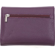 Tarmantu Kadın Deri Cüzdan  Cüzdan Kredi Kartlıklı Para Bölmeli 12 Kartlıklı 4 Bölmeli 12.5x9.5cm Mor