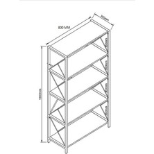 Eliosa 5 Raflı Geniş Kitaplık Metal Ofis Rafı 80X160 Geniş Raflı Çok Amaçlı Ofis Rafı Mutfak Banyo Rafı