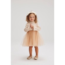 Pamila Butik Pamilakids Krem Çiçekli Tütülü Kız Çocuk Elbise Midi Boy Marka Muadili