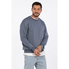 Bisiklet Yaka Sweatshirt - Koyu Mavi