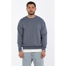Bisiklet Yaka Sweatshirt - Koyu Mavi