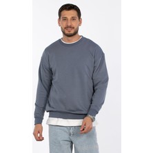 Bisiklet Yaka Sweatshirt - Koyu Mavi