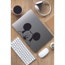 Ayza Tasarım Mickey Mouse Araba Oto Laptop Cam Arma Duvar Etiket Çıkartma Siyah 20X15 cm