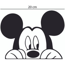 Ayza Tasarım Mickey Mouse Araba Oto Laptop Cam Arma Duvar Etiket Çıkartma Siyah 20X15 cm