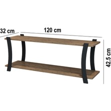 Jest Dekor Konsept Roma Atlantik Çam Ahşap Raflı Televizyon Sehpası, Tv Ünitesi, Tv Sehpası – 120x30 Cm – Şık Ve Dekoratif