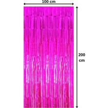 Parti Aşkı Metalize Fuşya Renk Arka Fon Perdesi 100 x 200 Cm & Barbie Konsept Doğum Günü Parti Süsü