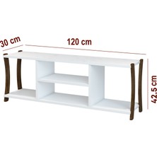 Jest Dekor Konsept Mila Beyaz Ahşap Tv Ünitesi, Televizyon Sehpası – Ergonomik Tasarım, 120x30 Cm, Demonte