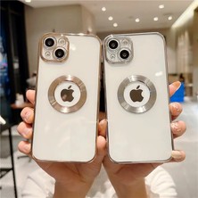 Apple iPhone 15 Pro Uyumlu Kenarları Parlak Gri Desenli Kamera Koruyuculu Lazer Silikon Kılıf