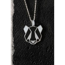 Takı Depo Panda Model Siyah Mineli Gümüş Kolye