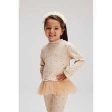 Pamila Butik Kız Çocuk Bej Çiçekli Alt Üst Tütülü Takım Marka Muadili Takım