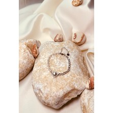 Mooni Accessories Inci Taneleri Zincir Özel Tasarım Gümüş Silver Renk Paslanmaz Çelik Bileklik